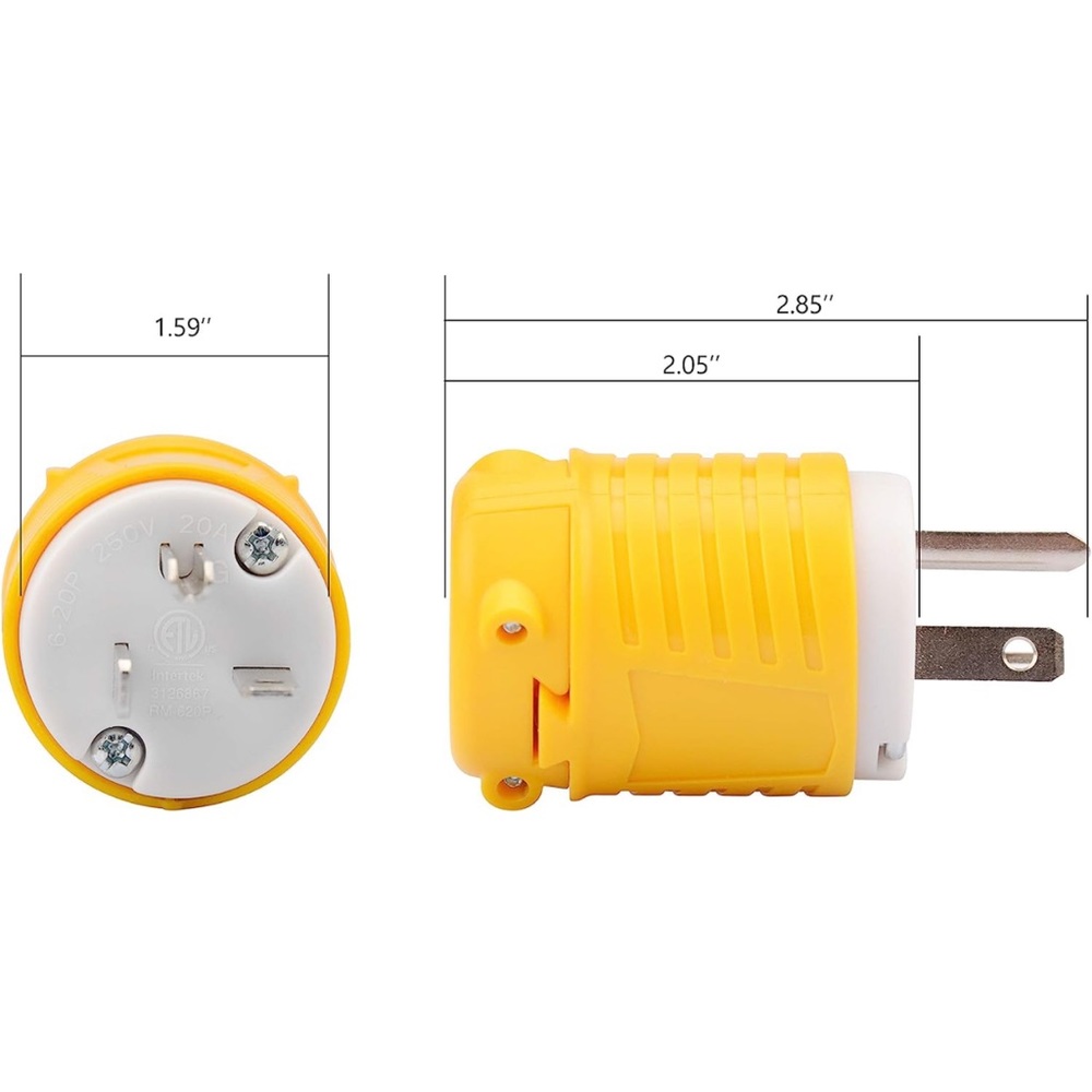 RVGUARD Electrical Replacement Plug, Extension Cord Ends Male Plug, NEMA 6-20P - Picture 3 of 4